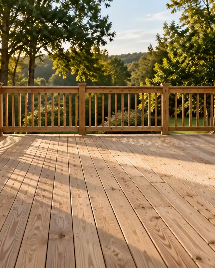 A wood deck cleaned and brightened before staining